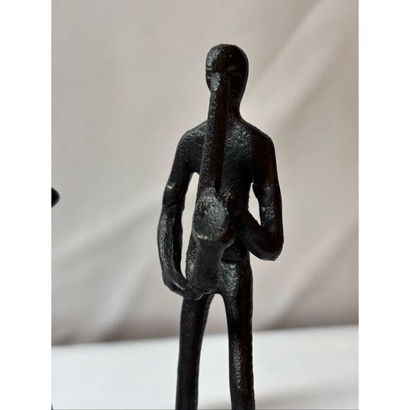 Metal Art Brutalist Sculpture of Jazz Band Musicians Saxophone Keyboard Double B - Picture 8 of 13